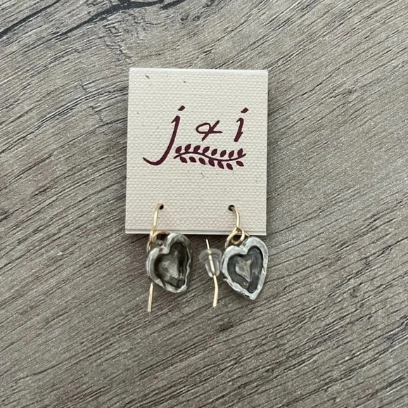 J&I Sterling Silver Heart Earrings NEW - Picture 1 of 3
